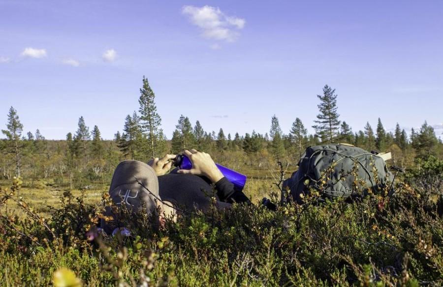 resting on a hiking trip